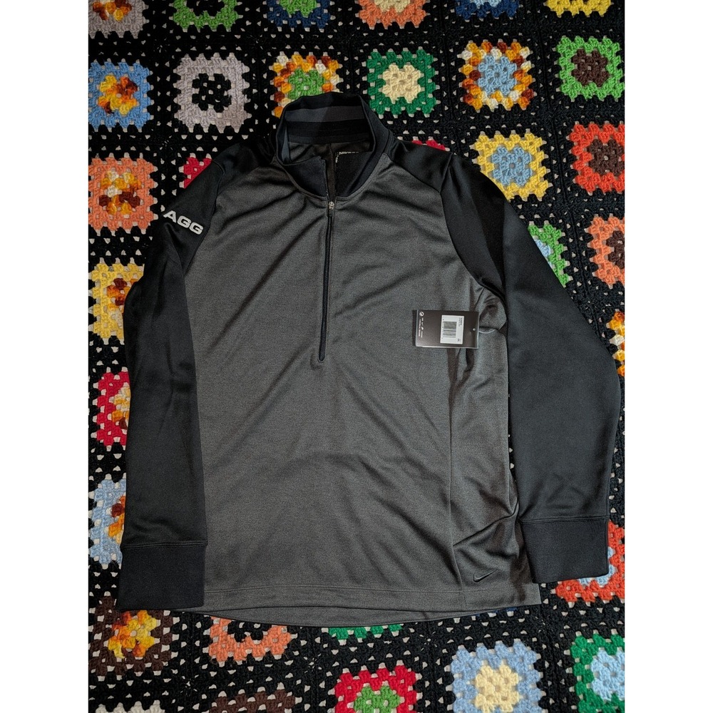 Nike Golf Jacket Women's Gray Black 1/4 Zip Pullover Dri‎ Fit Polyester Size 2XL